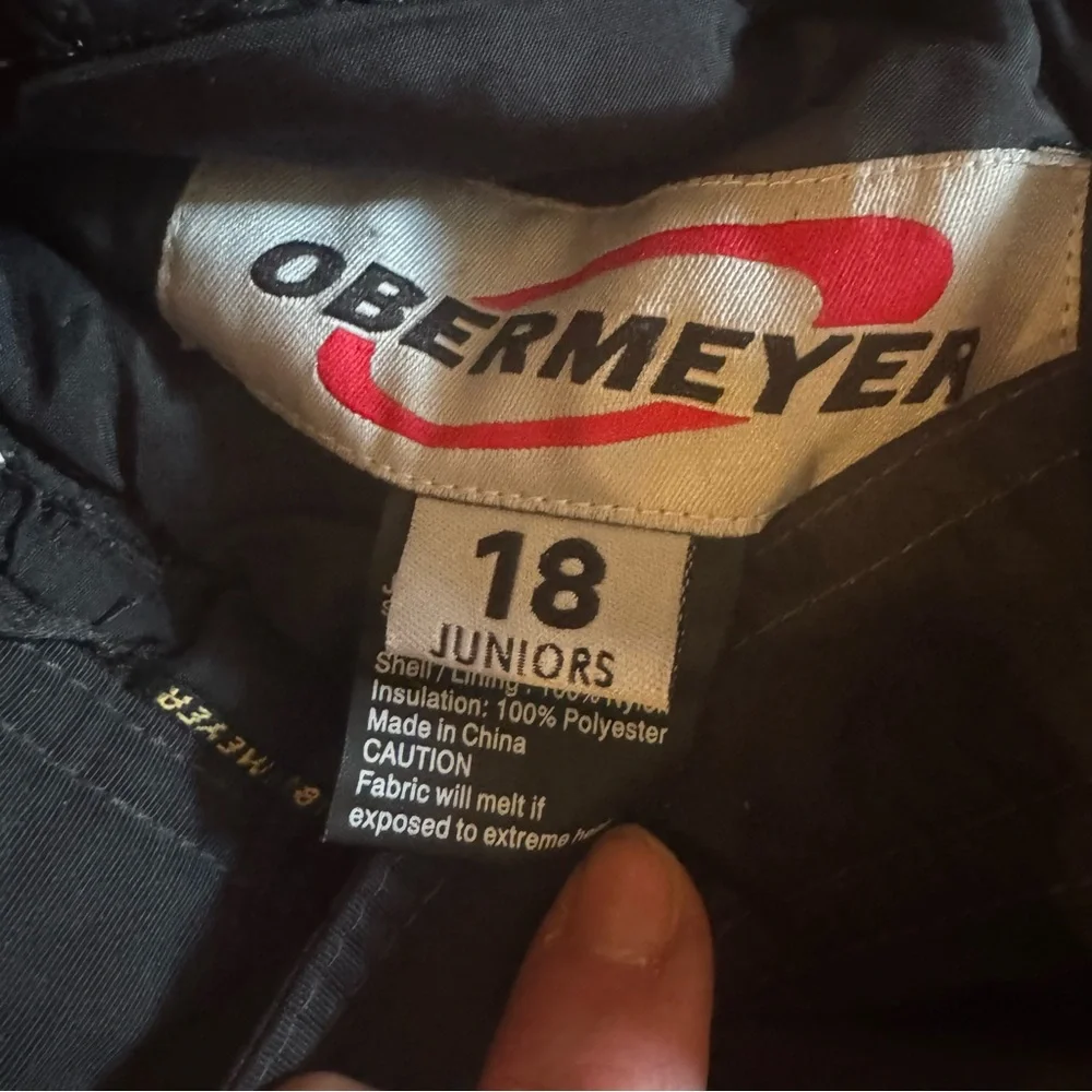 Vintage Obermeyer insulated winter ski snow pants Black/Red kids Juniors size 12 - Picture 2 of 5